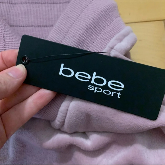 BEBE Sport Plush Joggers Sweatpants Pink NEW WITH TAG Womens Size Large Barbie - Picture 5 of 6